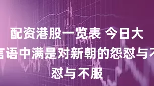配资港股一览表 今日大盘言语中满是对新朝的怨怼与不服